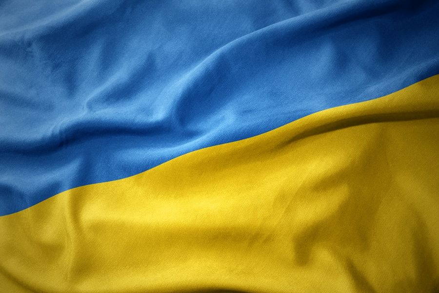 Ukrainische Flagge in Blau und Gelb